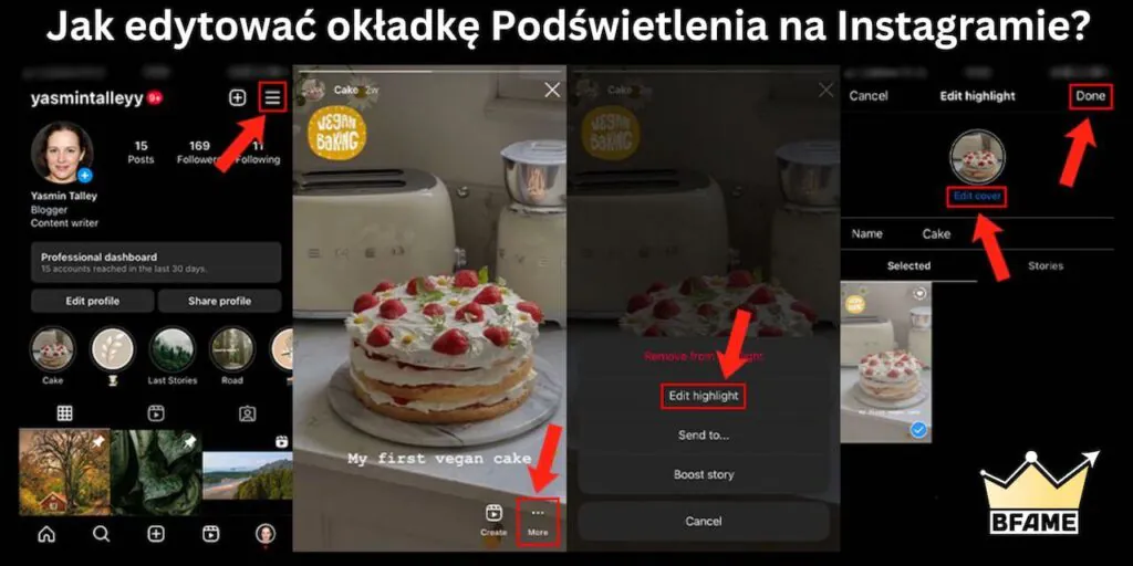 Jak edytować okładkę Podświetlenia na Instagramie